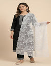White Organza Embroidered Dupatta for Women with Paisley & Floral