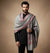 Mir-e-Khas Men's Kashmir-Inspired Kani Paisley & Geometric Border Wool Blend Grey Shawl