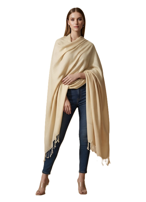 Everyday Solid Textured Viscose Beige Women's Stole | Lightweight Wrap