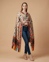 Signature Bamboo Silk Floral PrintedStole | Heritage Botanical Border Print