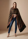 Regal Floral & Paisley Kani Weave Wool Blend Black Stole