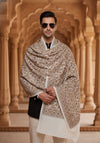 Woolen Mens Shawl with Intricate Traditional Motif & Ornate Woven Border | 80 x 40 Inches