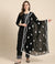 Black Nazneen Chiffon Embroidered Dupatta with Floral Work