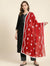 Red Nazneen Chiffon Embroidered Dupatta with Floral Work