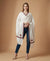 Regal Woven Border Accent Corner Wool Blend White Stole | Kashmiri Inspired