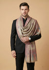 Noble Kani Woven Paisley Border Wool Blend Beige Stole