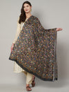 Bamboo Silk Black Kashmiri Women Stole with Traditional Paisley Jaal | Soft & Elegant | 80×28 Inches