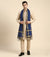 Cotton Silk Mens Dupatta – Navy Blue with Zari Buta & Border Work