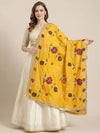 Luxe Cosmos Womens Yellow Dupatta with Zari Brush Print & Lace Border