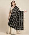 Black Chinon Dupatta with Gold Grid Embellishment (Size: 2.5x1 m Approx)