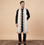 White Organza Mens Dupatta – Scalloped Cutwork Border with Buti Work