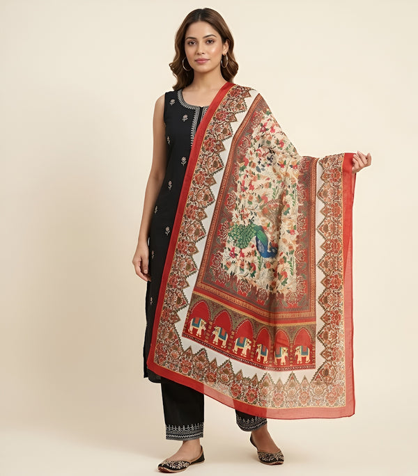 Linen Ethnic Printed Women Dupatta