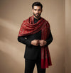 Mir-e-Khas Men's Kashmir-Inspired Jamawar Floral Paisley Vine Red Shawl