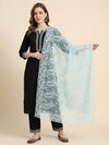 Aqua Organza Embroidered Dupatta for Women with Paisley & Floral