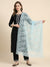 Aqua Organza Embroidered Dupatta for Women with Paisley & Floral