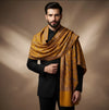 Mir-e-Khas Men's Kashmir-Inspired Jamawar Floral Paisley Vine Yellow Shawl