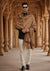Woolen Mens Shawl in Warm Mocha Brown with Heritage-Inspired Embroidered Border (80 x 40 Inches)