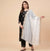 White Organza Women Dupatta – Scalloped Cutwork Border with Buti Work