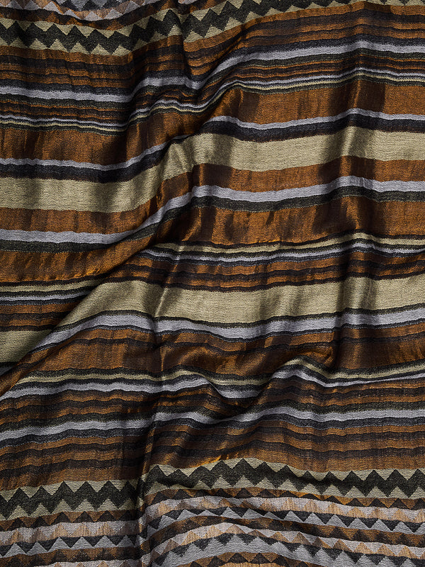 Woolen Zig-Zag Moonlight Zari Mens Stole | Heritage Wrap (80 x 28 Inches)