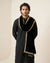 Fendi Mens Dupatta – Black Tone with Lace Border & Latkan Finish
