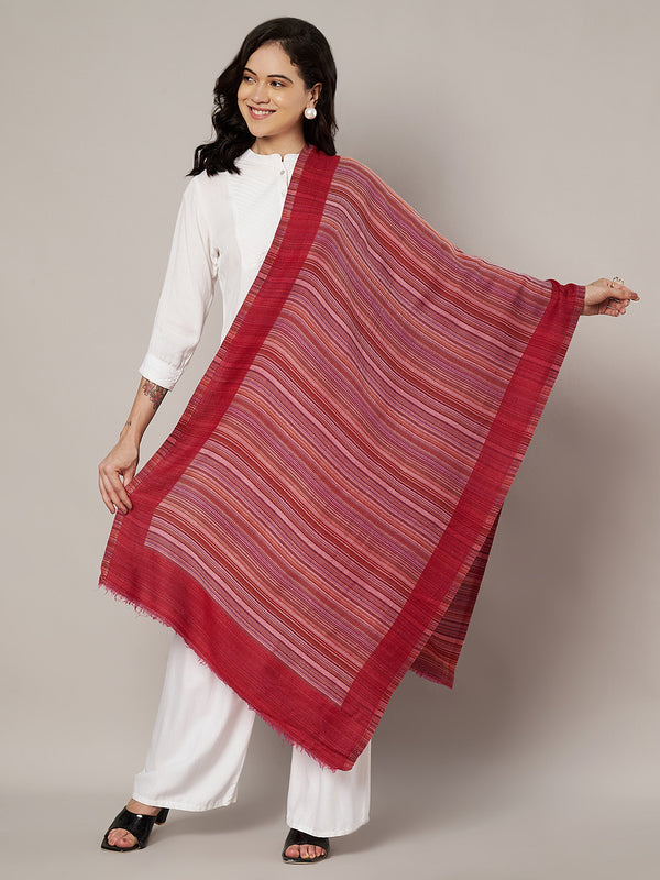 Reversible Woolen Women Stole with Fine Striped Weave | Soft Wrap (80 × 28 Inches)