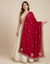 Luxe Vichitra Women Red Dupatta with 4 Side Scalloped Embroidered Border & Buti Embellishment