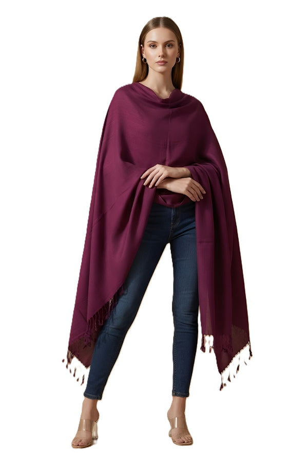 Everyday Solid Textured Viscose Purple Women's Stole | Lightweight Wrap