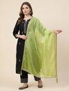 Fendi Women Dupatta – Green Tone with Lace Border & Latkan