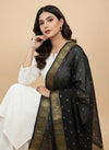 Black Woven Ethnic Motif Dupatta | Elegant Traditional Drape