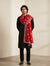 Red Nazneen Chiffon Mens Dupatta with Floral Embroidery & Border