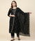 Designer Twill Net Women Black Dupatta with 2 Side Scalloped Border & Buti Embellishment
