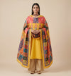 Chinon Floral Mirror Work Women Multicolor Dupatta with Designer Printed Panels & Lace Border