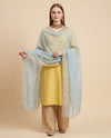 Luxe Fendi Women Blue Dupatta with 2 Side Scalloped Border, Mirror Detailing & Buti Embellishment