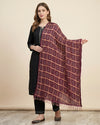 Chinon Bandhani Print Crush Women Wine Dupatta with Traditional Motif Grid Design & Tassel Detailing