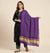 Bamboo Silk Bandhani Inspired Gajji Women Purple Dupatta with Elephant & Floral Motifs and Golden Tape Border