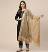 Gold Organza Dupatta with Golden Beads Work & Tassel Border