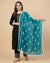 Blue Nazneen Chiffon Embroidered Dupatta with Floral Work