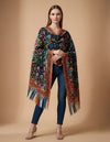 Signature Bamboo Silk Black Ethnic Floral BorderStole | Multicolour Heritage Border
