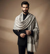 Mir-e-Khas Kashmiri Sozni Jaal White Shawl for Men – Wool Blend