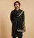 Black Twill Net Mens Dupatta – Scalloped Cutwork Border with Buti Work