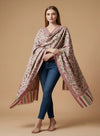 Regal Kani Weave Floral Wool Blend White Stole | Kashmiri Inspired