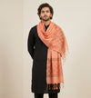 Cotton Mens Dupatta – Orange with Diamond Cut Work & Woven Border