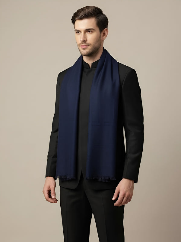 Timeless Mens Micro Wool Solid Timeless Blue Stole | Soft Everyday Wrap