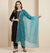 Designer Twill Net Women Aqua Dupatta with 2 Side Scalloped Border & Buti Embellishment