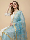 Light Blue Organza Meena Jaal Dupatta | Elegant Sheer Festive Drape