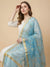 Light Blue Organza Meena Jaal Dupatta | Elegant Sheer Festive Drape