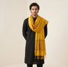 Cotton Mens Dupatta – Mustard with Diamond Cut Work & Woven Border