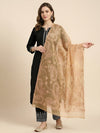 Gold Organza Embroidered Dupatta for Women with Paisley & Floral