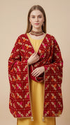 Luxe Phulkari Chinon Maroon Dupatta with Mirror Detailing