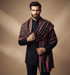Mir-e-Khas Traditional Kashmiri Kani Weave Black Shawl for Men – Wool Blend